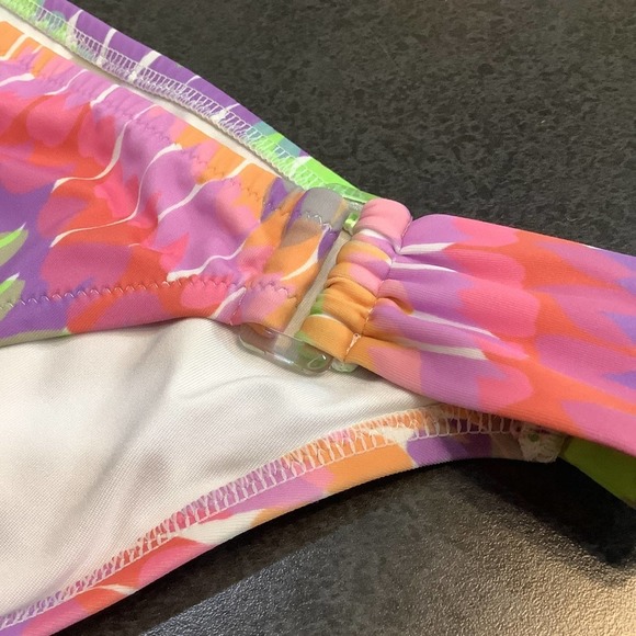 Victoria’s Secret Pastel Rainbow Bikini Bottoms Clear Lucite Ruched Side Panels - Picture 3 of 10